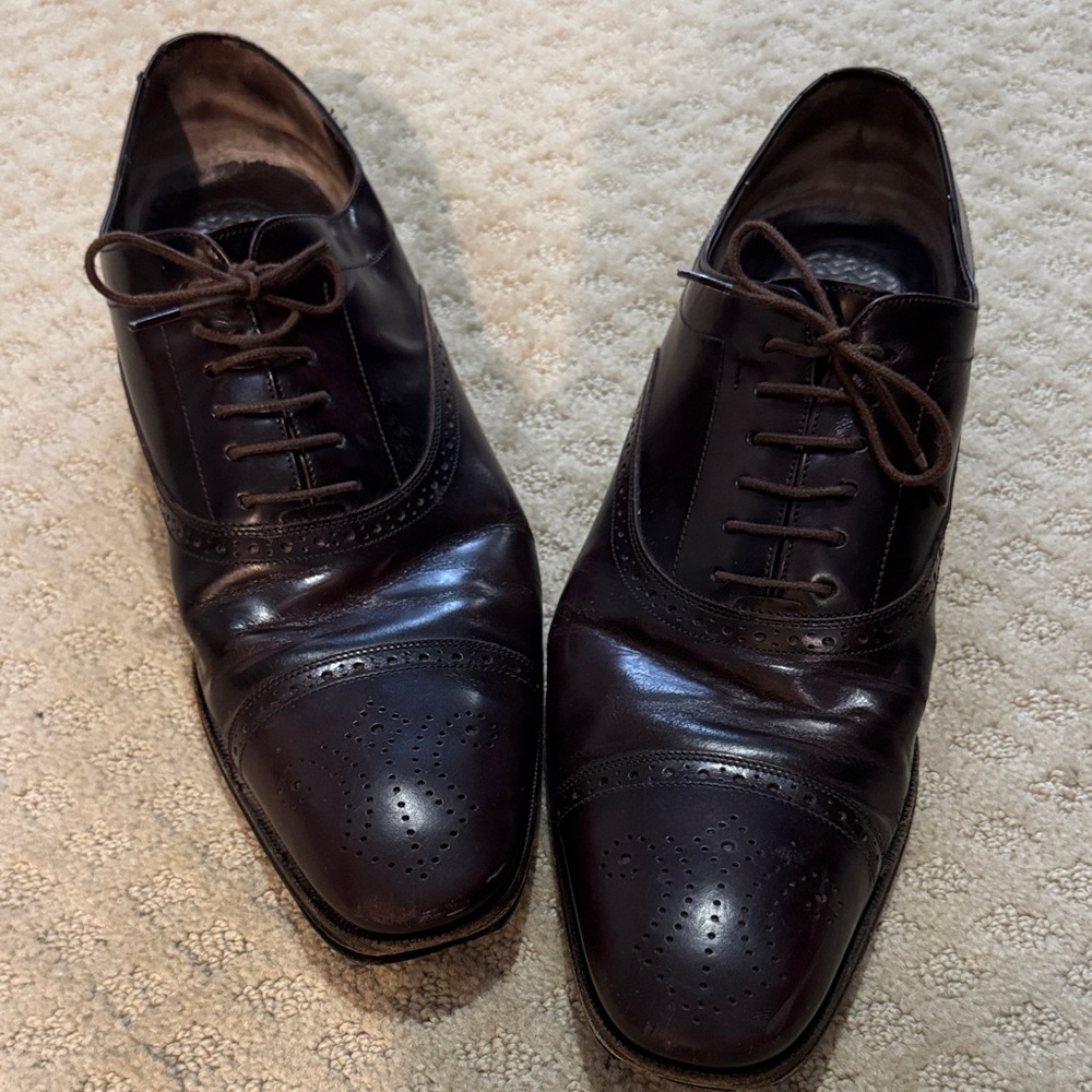 Salvatore Ferragamo Dark Brown Leather Oxfords
